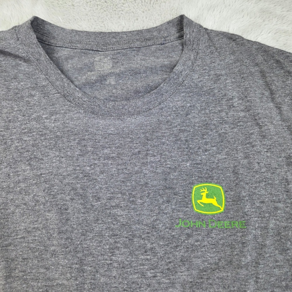 John Deere Graphic T-Shirt Mens M Office View Tractor Logo Short Sleeve Gray
